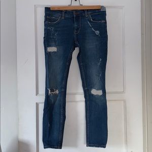Zara distressed cropped jeans
